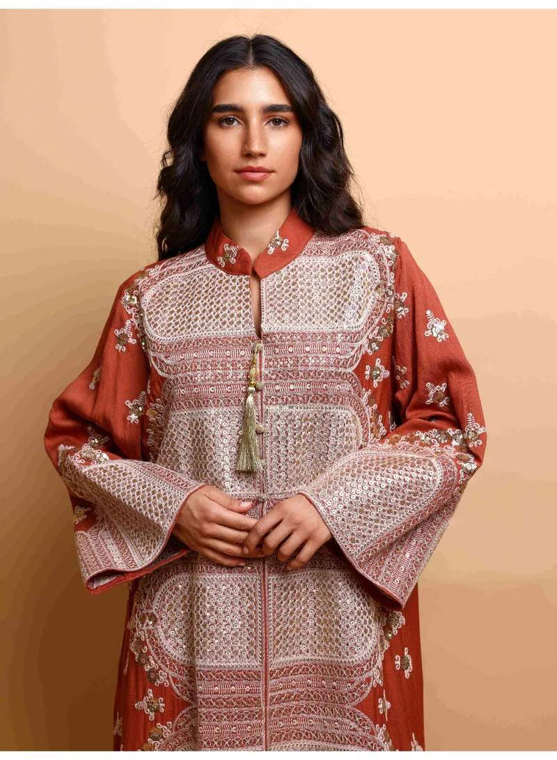 اكسا جلابية اككسا رواق IK7002 بني